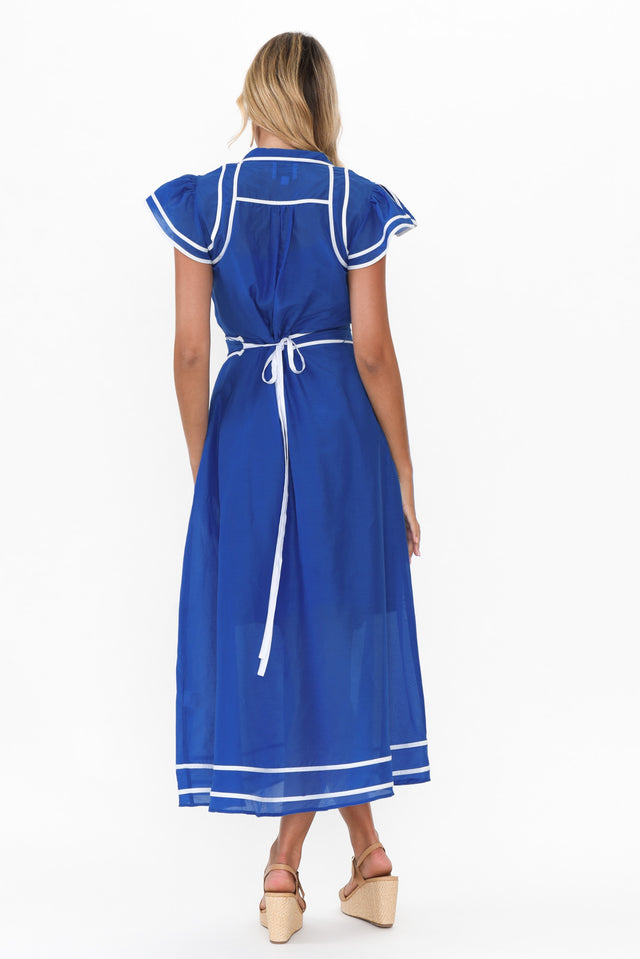 Panama Azure Blue Cotton Maxi Dress