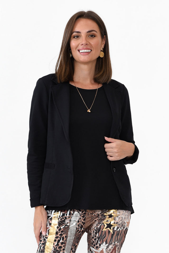 Maha Black Cotton Relaxed Blazer