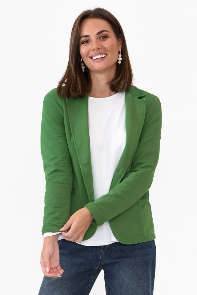 Maha Green Cotton Relaxed Blazer