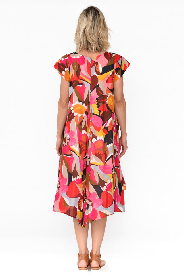 Maheno Pink Abstract Cotton Midi Dress image 4
