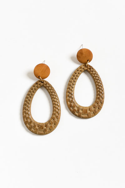 Maho Brown Teardrop Pendant Earrings