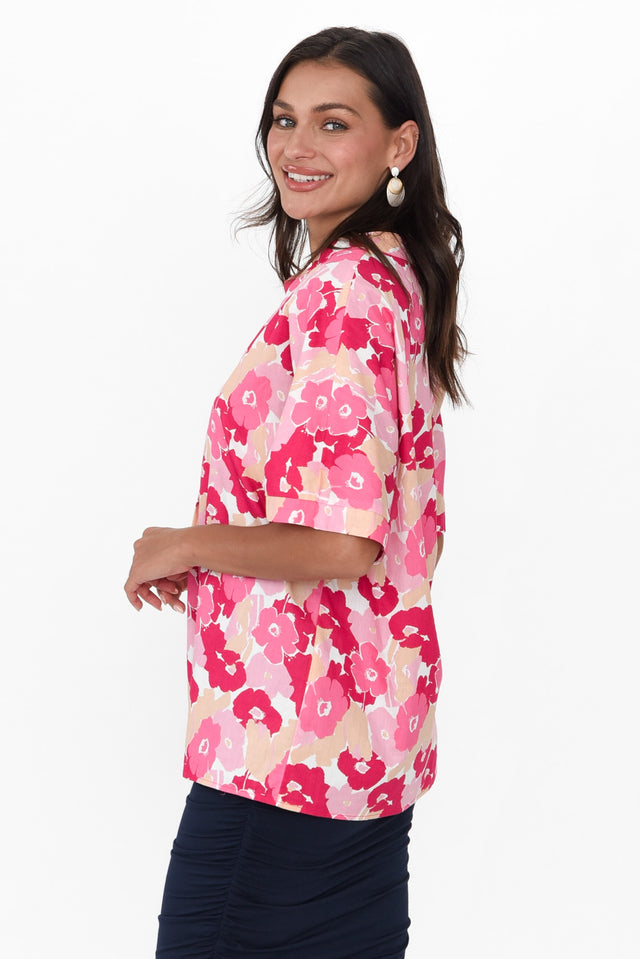 Maiana Pink Wildflower Cotton Top