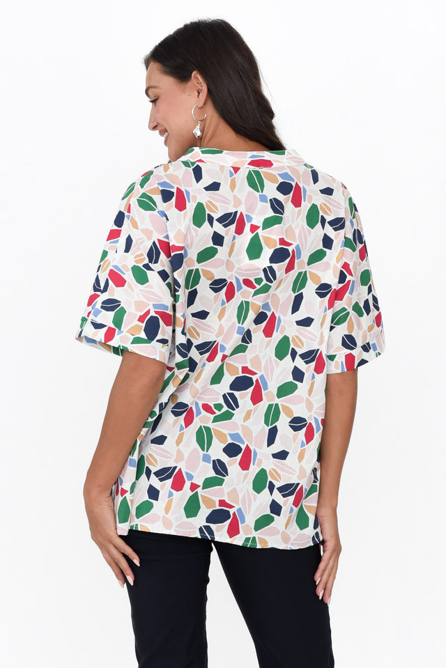 Maiana White Geo Cotton Top