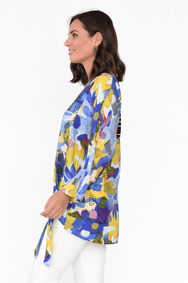 Maisy Blue Abstract Tie Top