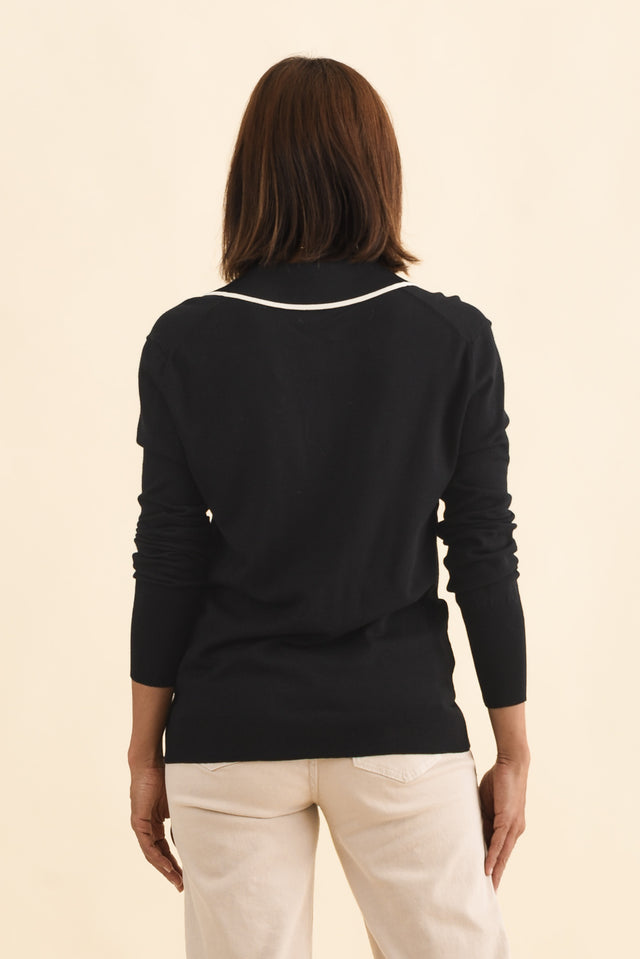 Makenna Black Collared Knit Top image 6