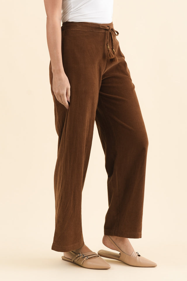 Makenna Brown Corduroy Tassel Pants,Brunette model,alt text|model:MJ image 4