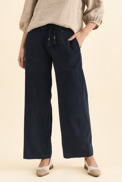 Makenna Navy Corduroy Tassel Pants