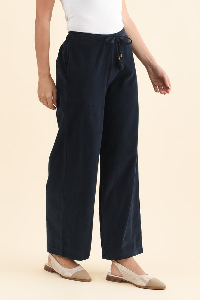 Makenna Navy Corduroy Tassel Pants,Brunette model,alt text|model:MJ image 4