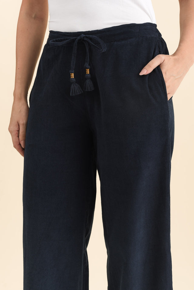 Makenna Navy Corduroy Tassel Pants,Brunette model,alt text|model:MJ image 6