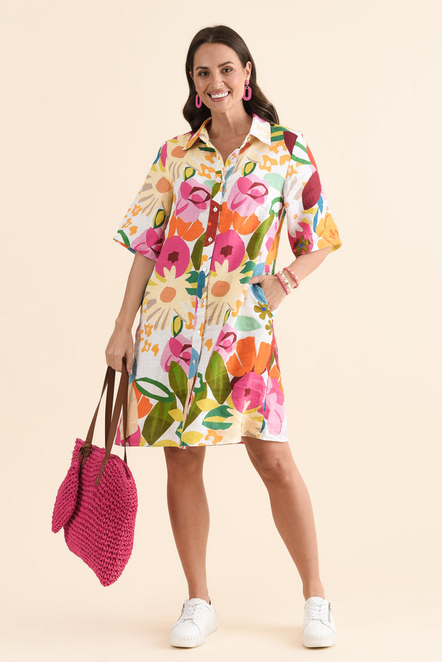 Maker Pink Flower Linen Pocket Dress image 1