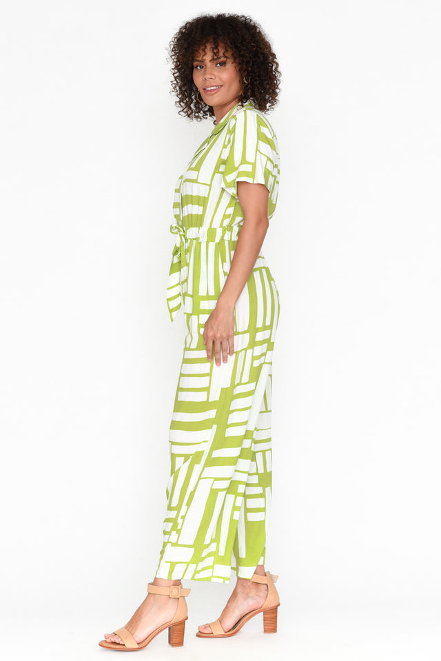 Malachi Green Abstract Shirt Jumpsuit image 4