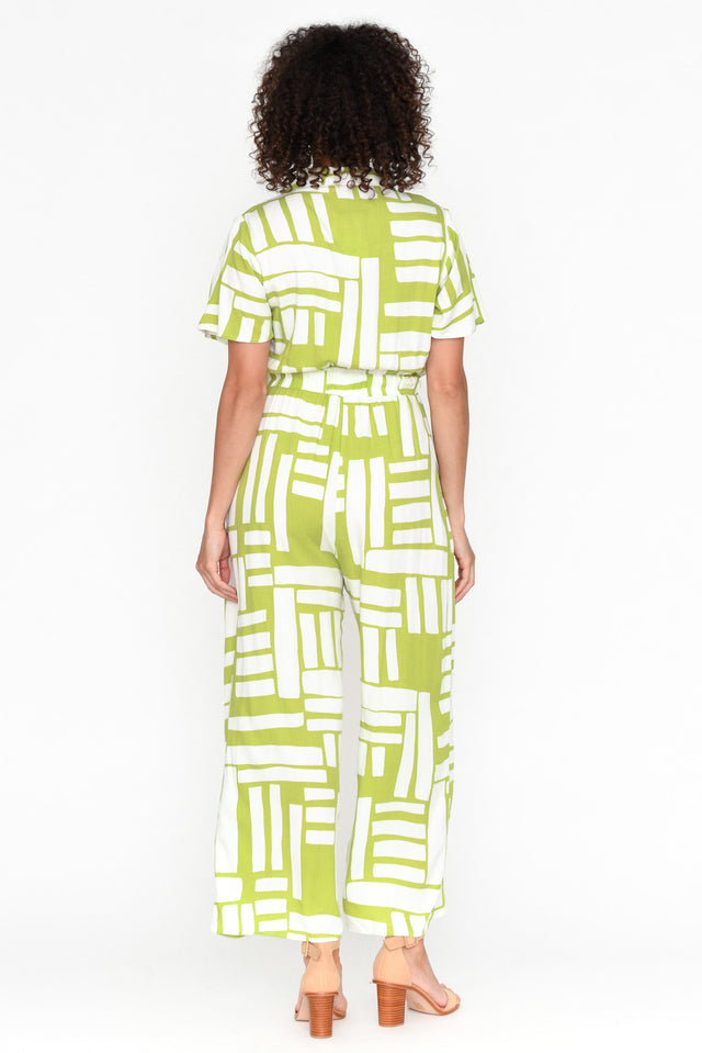 Malachi Green Abstract Shirt Jumpsuit image 5