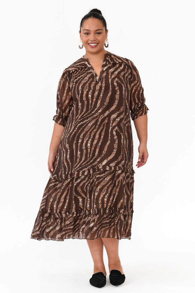 Malcolm Brown Leopard Frill Dress