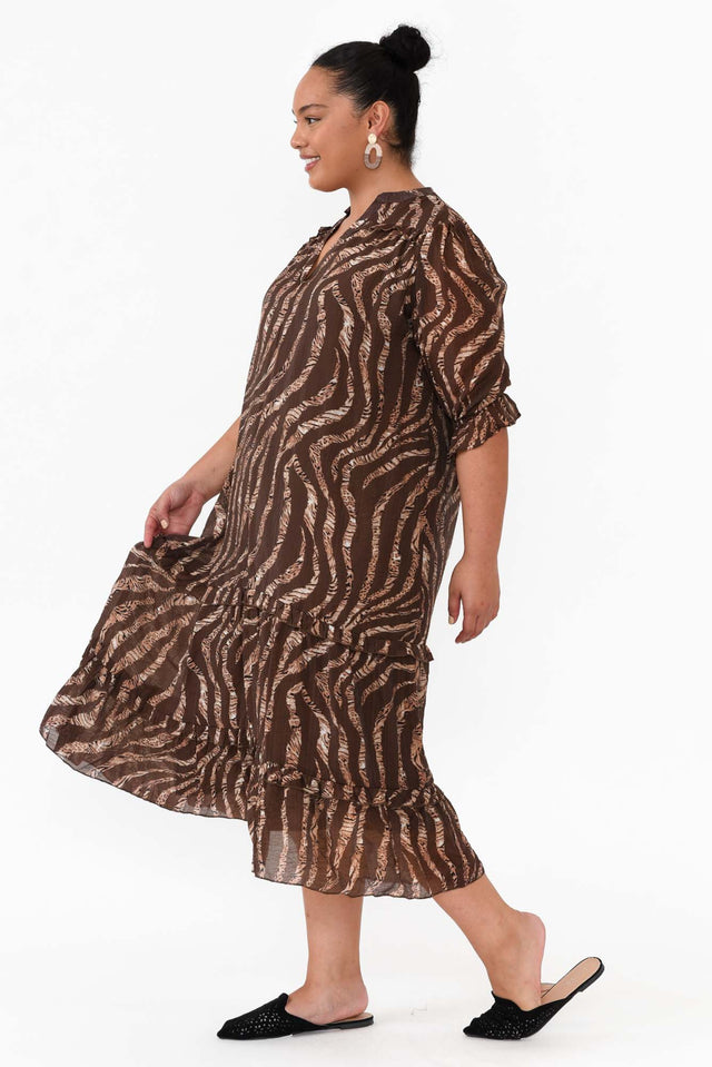 Malcolm Brown Leopard Frill Dress