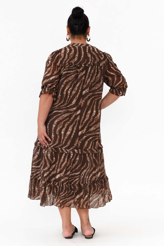Malcolm Brown Leopard Frill Dress