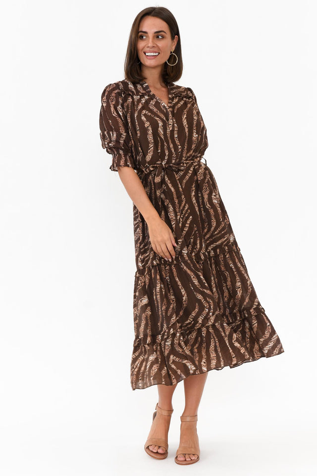 Malcolm Brown Leopard Frill Dress