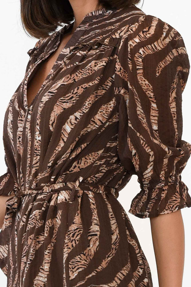 Malcolm Brown Leopard Frill Dress