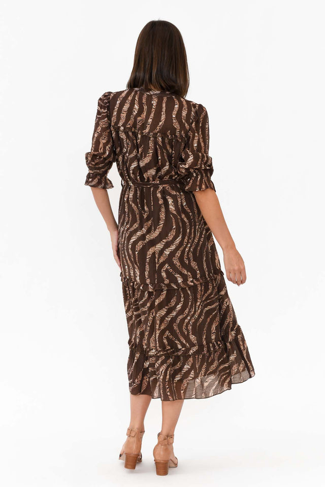 Malcolm Brown Leopard Frill Dress