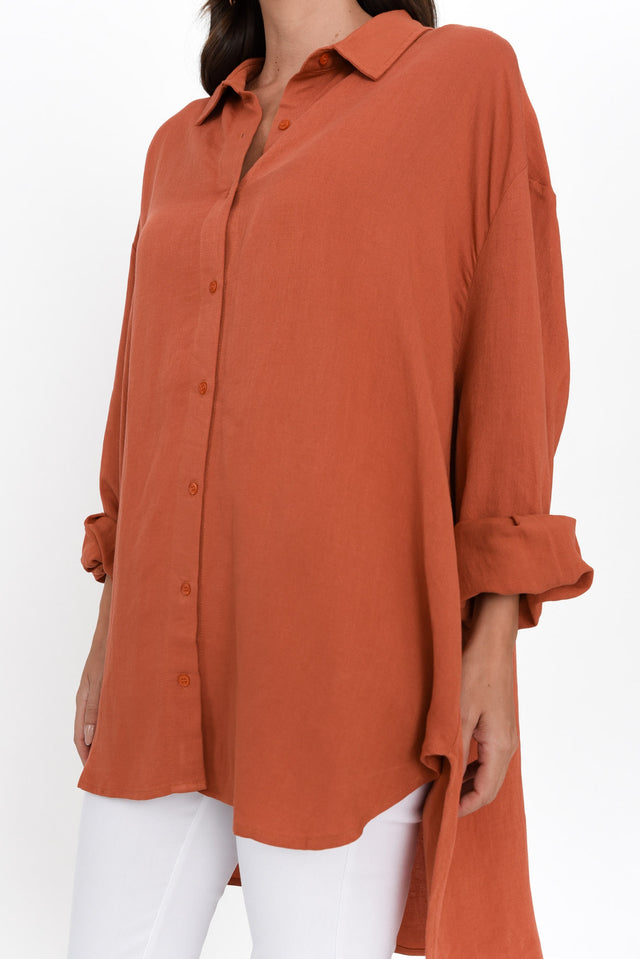 Malena Terracotta Collared Shirt
