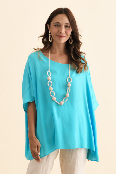 Mali Blue Drape Top
