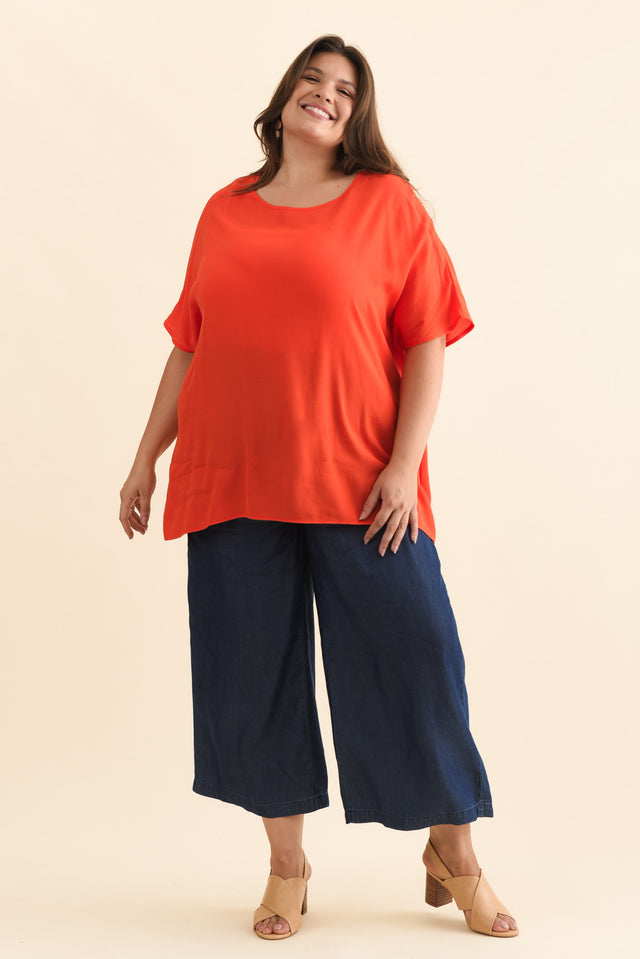 Mali Orange Drape Top,Brunette model,alt text|model:Gabby image 9