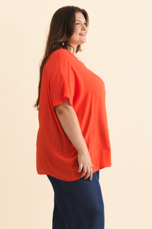 Mali Orange Drape Top,Brunette model,alt text|model:Gabby image 10