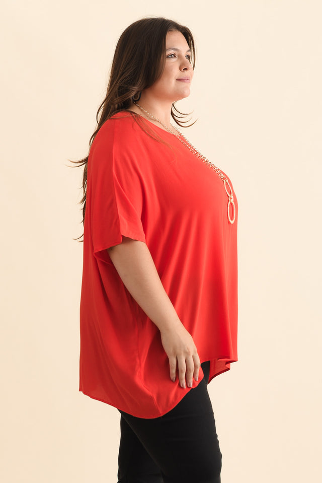 Mali Red Drape Top,Brunette model,alt text|model:Gabby image 10