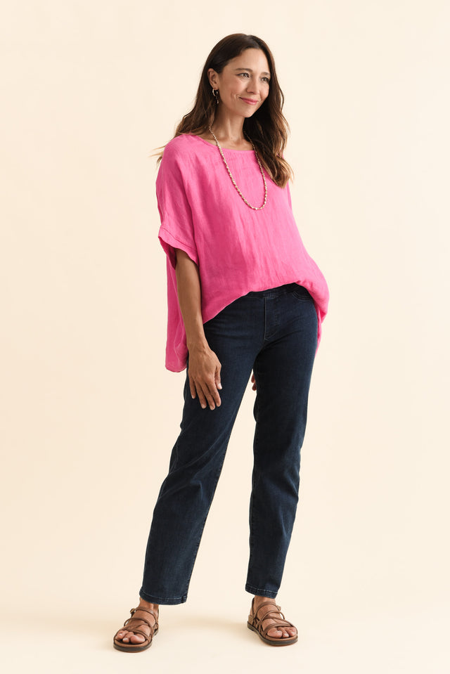 Mallory Dark Denim Stretch Jeans,Brunette model,alt text|model:Cara image 8