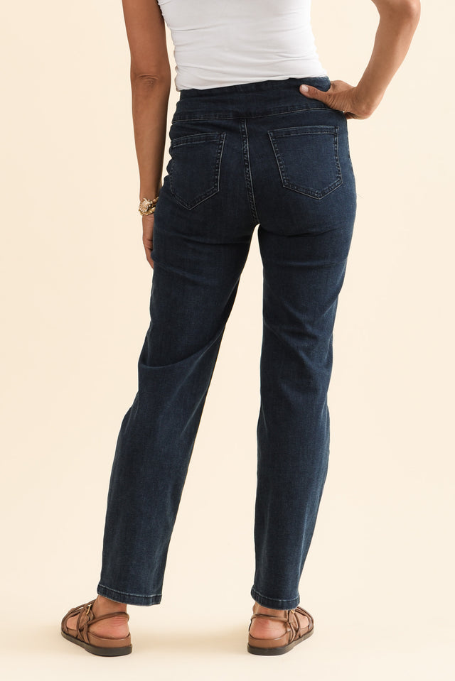 Mallory Dark Denim Stretch Jeans,Brunette model,alt text|model:Cara image 6