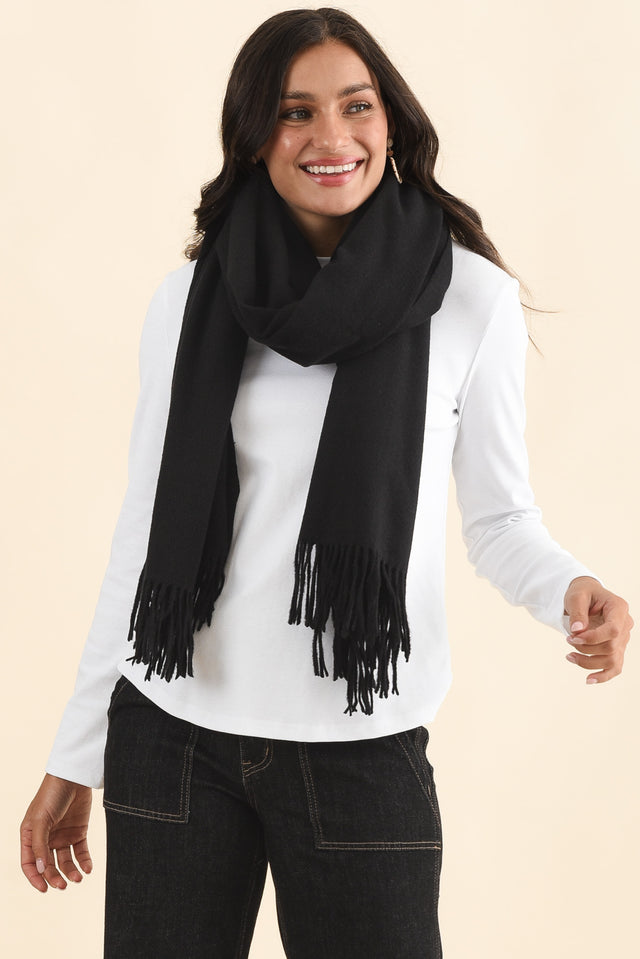 Malone Black Wool Blend Scarf