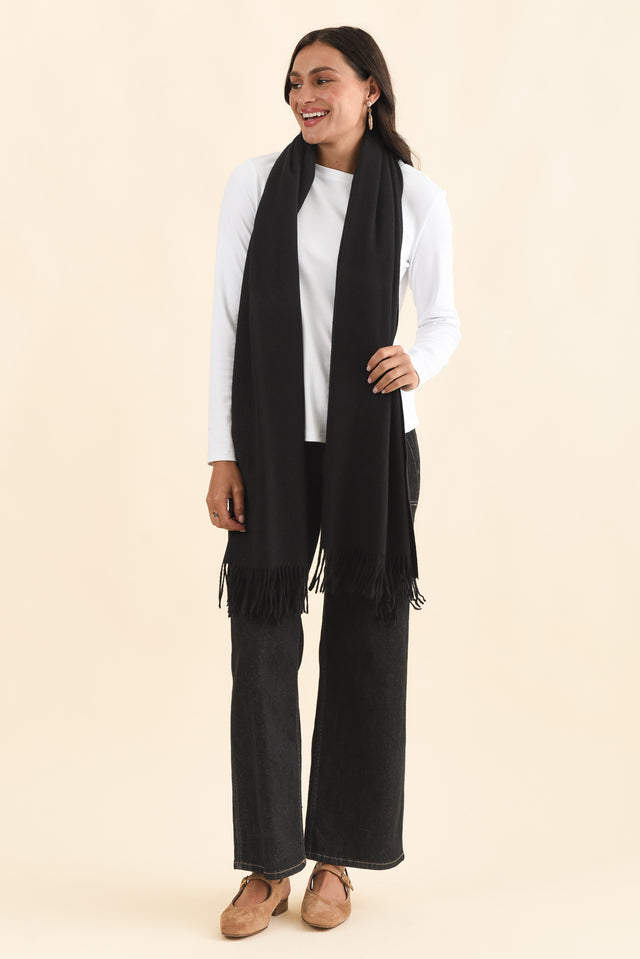 Malone Black Wool Blend Scarf
