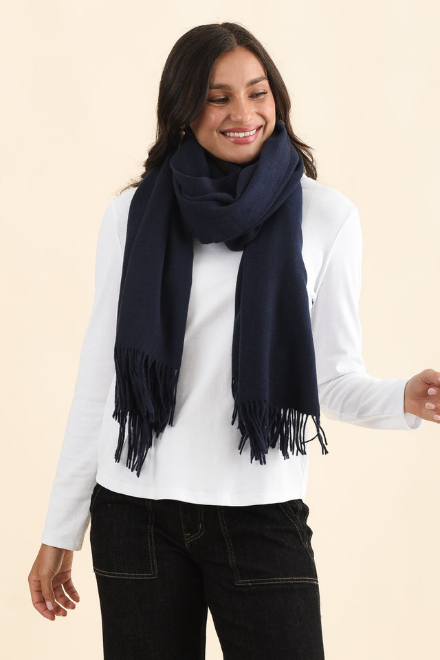 Malone Navy Wool Blend Scarf