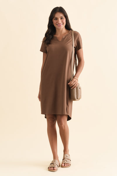Mandy Chocolate Cotton Tee Dress