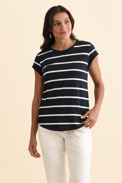 Manly Navy Stripe Cotton Tee