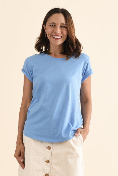Manly Sky Blue Cotton Tee