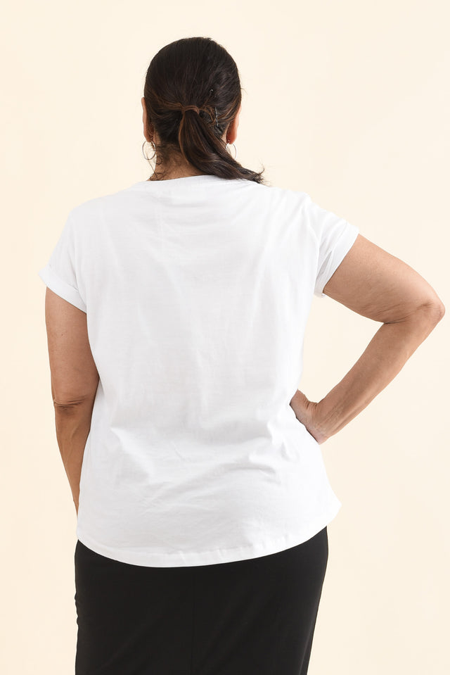 Manly White Cotton Tee,Back,Brunette model,alt text|model:Pilita image 14