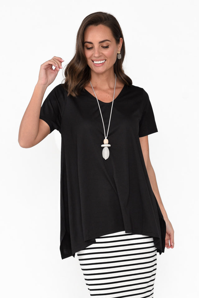 Marcy Black Drape Cotton Top neckline_V Neck