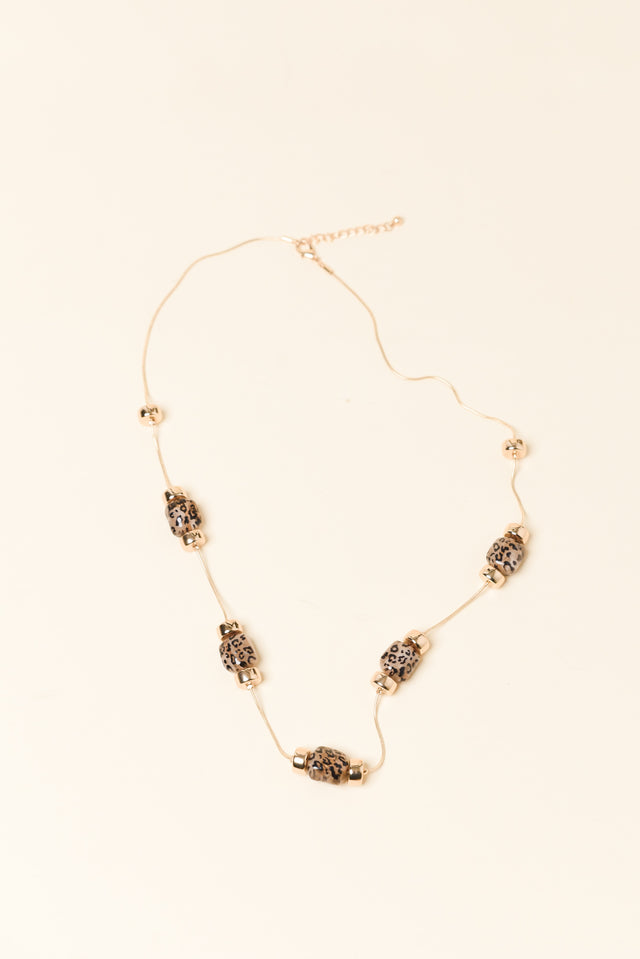 Mardie Gold Leopard Beaded Necklace image 1