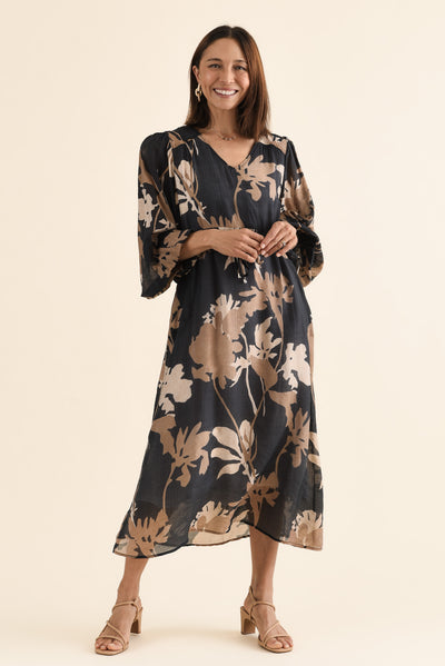 Mareli Black Floral Tie Dress
