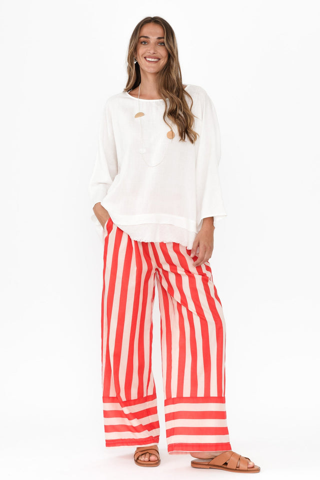Mariah Red Stripe Cotton Pants,Brunette model,alt text|model:Johanna image 8