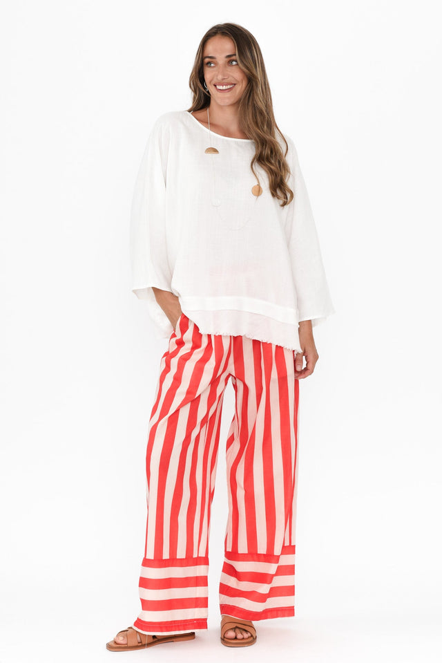 Mariah Red Stripe Cotton Pants,Brunette model,alt text|model:Johanna image 4