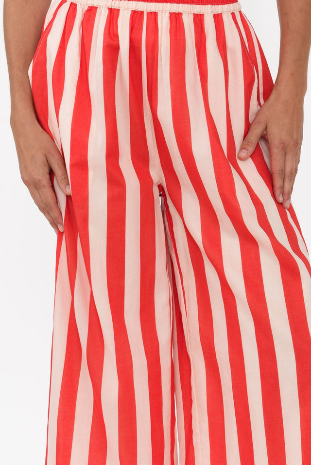 Mariah Red Stripe Cotton Pants,Brunette model,alt text|model:Johanna image 7