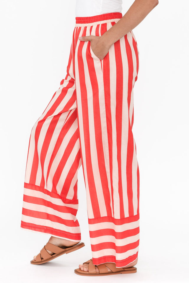 Mariah Red Stripe Cotton Pants,Brunette model,alt text|model:Johanna image 5