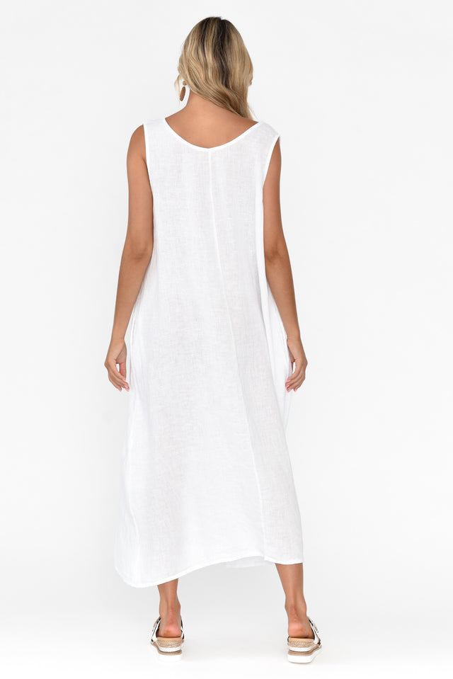 Marica White Linen Sleeveless Dress