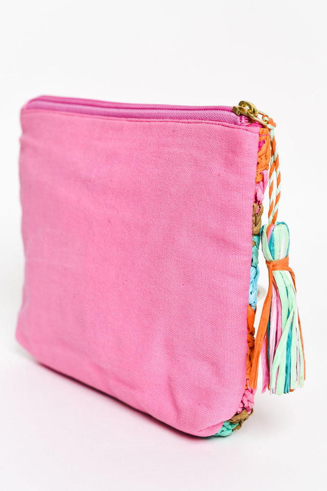 Marila Pink Stripe Raffia Clutch