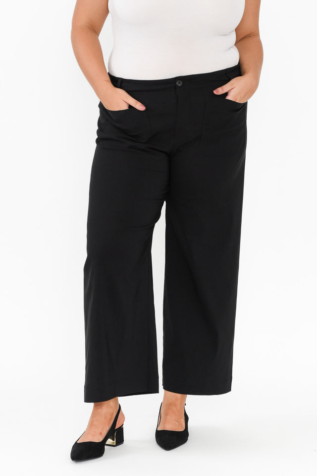 Marine Black Straight Leg Pants,Brunette model,plus-size,plus-size-Pants,plus-size-work-edit,alt text|model:Gabby