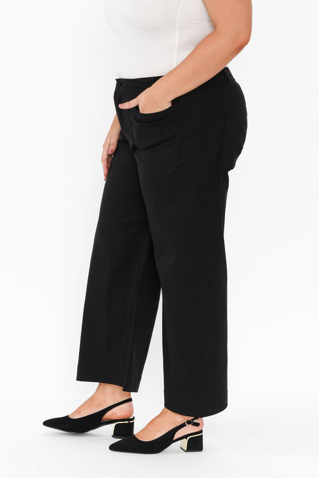 Marine Black Straight Leg Pants,Brunette model,alt text|model:Gabby image 15