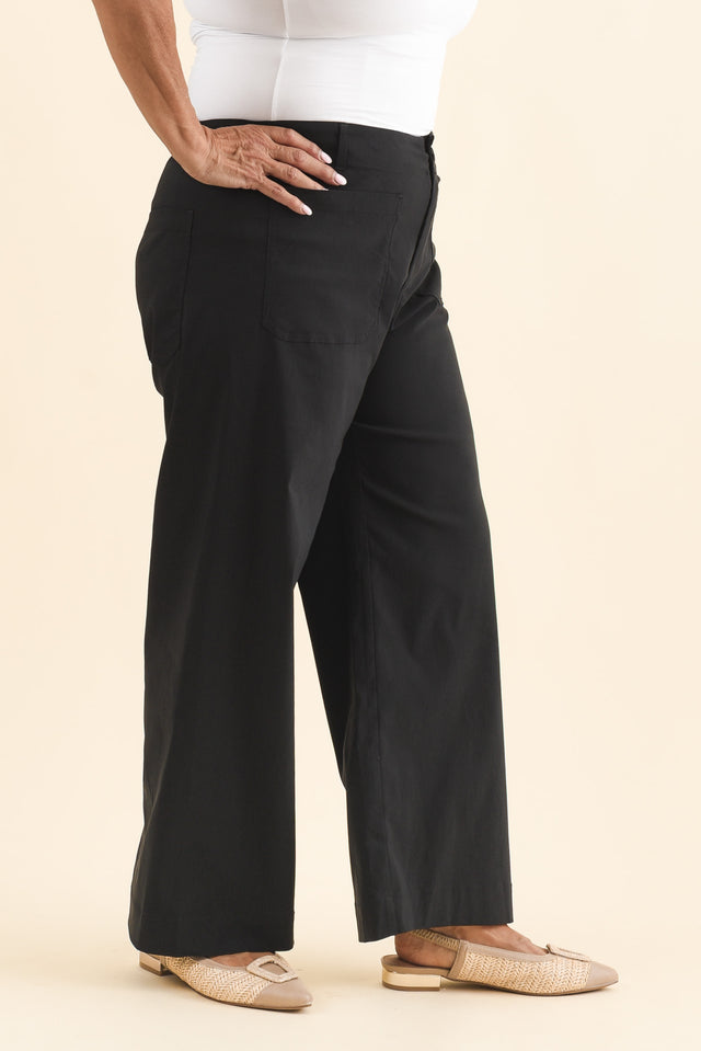 Marine Black Straight Leg Pants,Brunette model,alt text|model:Pilita image 11