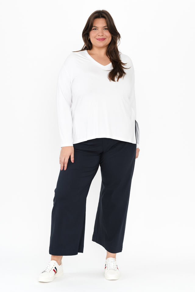 Marine Navy Straight Leg Pants,Brunette model,alt text|model:Gabby image 10