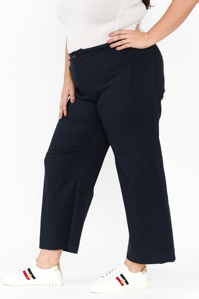 Marine Navy Straight Leg Pants,Brunette model,alt text|model:Gabby image 8